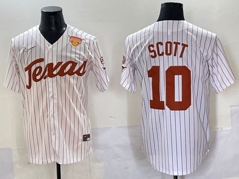 Men Texas Longhorns #10 Scott White stripe Nike joint Name NCAA 2025 Jersey style 16